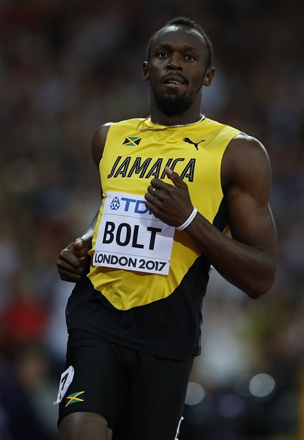 Usain Bolt na atletickém ampionátu v Londýn.