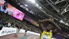 Usain Bolt na dálku gratuluje Justinu Gatlinovi.