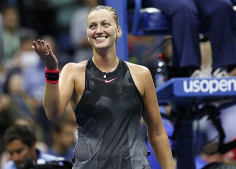 Petra Kvitová slaví postup do tvrtfinále US Open 2017.