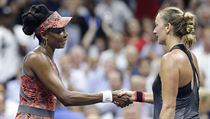 Venus Williamsov a Petra Kvitov po tvrtfinle US Open 2017.