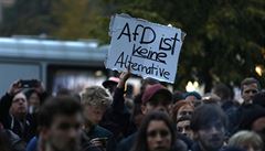 Demonstrace proti krajn pravicové stran AfD po vyhláení prvních odhad...