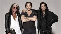 Hollywood Vampires (zleva Joe Perry, Johnny Depp, Alice Cooper) | na serveru Lidovky.cz | aktuální zprávy