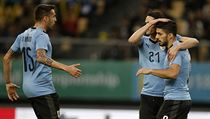 ČR vs. Uruguayi: radost Jihoameričanů, zleva Matias Vecino, Edison Cavani a... | na serveru Lidovky.cz | aktuální zprávy