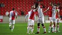 Hráči Slavie slaví gól v semifinále MOL Cupu | na serveru Lidovky.cz | aktuální zprávy