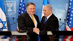 Americký ministr zahranií Mike Pompeo a izraelský premiér Benjamin Netanjahu v...