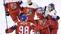 Vpředu zleva Pavel Nečas, Dominik Kubalík, Libor Šulák slaví gól při utkání se... | na serveru Lidovky.cz | aktuální zprávy