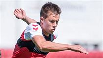 Dánský obránce Jonas Knudsen při tréninku Dánů na MS. | na serveru Lidovky.cz | aktuální zprávy