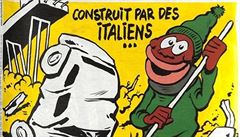 Obálka satirického týdeníku Charlie Hebdo. Karikatura se vyjaduje k srpnovému...