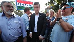 Tomio Okamura se zúastnil demonstrace na podporu maarského premiéra Viktora...