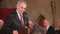 Prezident Zeman pi proslovu na úvod udlování státních vyznamenání.