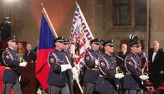 Závr slavnostního ceremoniálu ve Vladislavském sále Praského hradu.
