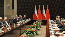 Česká delegace v čele s prezidentem Milošem Zemanem (třetí zleva) při setkání... | na serveru Lidovky.cz | aktuální zprávy