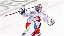 Brankář Petr Kváča z Třince se raduje z vítězství. | na serveru Lidovky.cz | aktuální zprávy