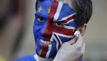 Aktivista s pomalovaným obličejem protestuje proti brexitu. | na serveru Lidovky.cz | aktuální zprávy