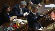 Premiér Andrej Babiš při projevu ve sněmovně. | na serveru Lidovky.cz | aktuální zprávy