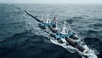 Zařízení organizace The Ocean Cleanup (“úklid oceánu“) má podobu 600 metrů... Zařízení organizace The Ocean Cleanup (“úklid oceánu“) má podobu 600 metrů...