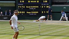 Roger Federer po jedné z vítzných výmn.
