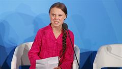 Greta Thunbergová na klimatickém summitu.
