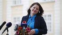 Ministryně práce Jana Maláčová (ČSSD) po jednání s prezidentem Zemanem.