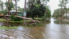Záplavy a spadané stromy po tropické boui Sally v Alabam.