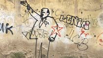 Vladimír Iljič Lenin namalovaný na zdi u Palackého náměstí v Praze. Vladimír Iljič Lenin namalovaný na zdi u Palackého náměstí v Praze.