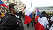 Demonstrace na náměstí Republiky v Praze.
