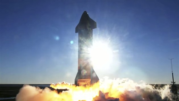 Středeční vzlet prototypu SN8 rakety Starship společnosti SpaceX Elona Muska.