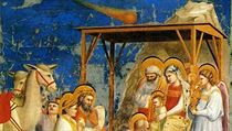 Giotto di Bondone: Klanění tří králů. Freska v kapli Scrovegniů, Padova, 1305 Giotto di Bondone: Klanění tří králů. Freska v kapli Scrovegniů, Padova, 1305
