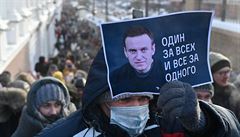 Bhem shromádní na podporu vznného vdce ruské opozice Alexeje Navaného...