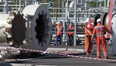 Inspekce plynového potrubí plynovodu Nord Stream u ruské Portovaji.