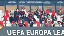 Elita V.I.P. lóži Slavie na zápase vršovického klubu s Leicesterem.