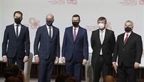 Premiéři států V4 Igor Matovič, Mateusz Morawiecki Andrej Babiš a Viktor Orbán... | na serveru Lidovky.cz | aktuální zprávy