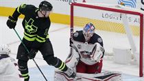 Radek Faksa (vlevo) po neúspěšném výstřelu do branky Columbus Blue Jackets. | na serveru Lidovky.cz | aktuální zprávy