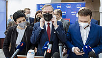 Zleva Markéta Pekarová Adamová, Petr Fiala a Marian Jurečka | na serveru Lidovky.cz | aktuální zprávy