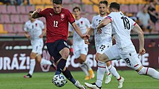 Fotbalisté eské reprezentace v zápase s Albánií.