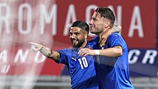 Italové Ciro Immobile (vpravo) a Lorenzo Insigne slaví branku do sítě českého... | na serveru Lidovky.cz | aktuální zprávy
