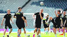 K tréninku v Glasgowě se čeští fotbalisté dostali v neděli odpoledne, zraněného...