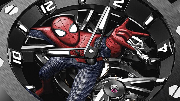 selnky letonch novinek znaky Audemars Piguet. Hodinky Royal Oak Concept Tourbillon Spider-Man, kter jsou po asomrch Black Panther druhm poinem hodinsk manufaktury a studia Marvel.