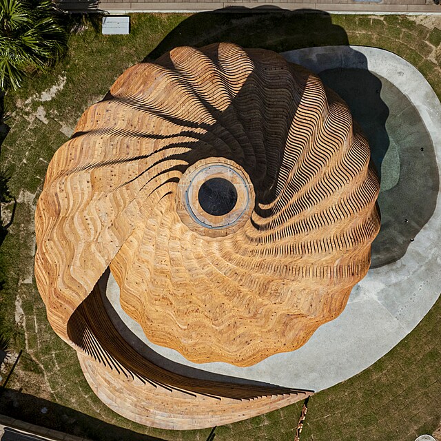 Sauna Sazae v resortu Sana Mane, zátoka Naošima, Japonsko