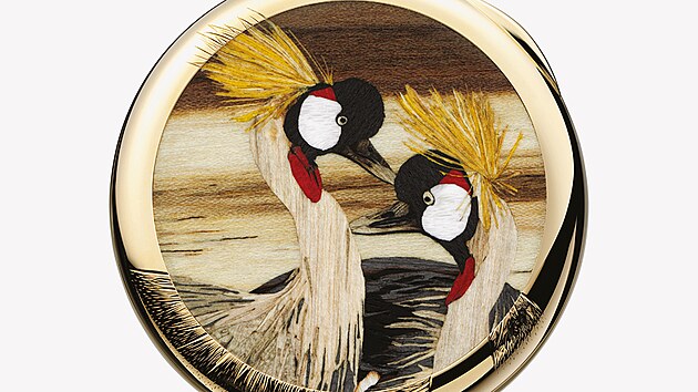 První kapesní hodinky s dřevěnou marketerií z roku 2008 982/115 Black Crowned Cranes of Kenya.