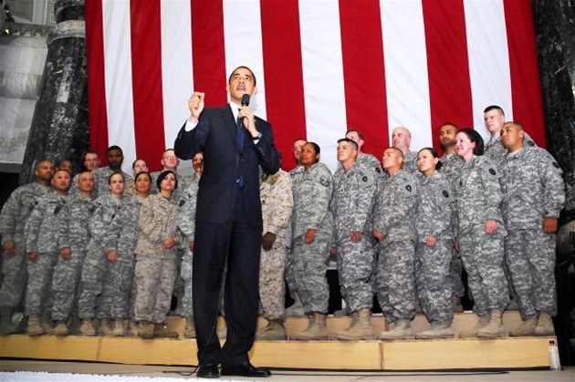 Setkání prezidenta Baracka Obamy s vojáky. Ilustraní foto.