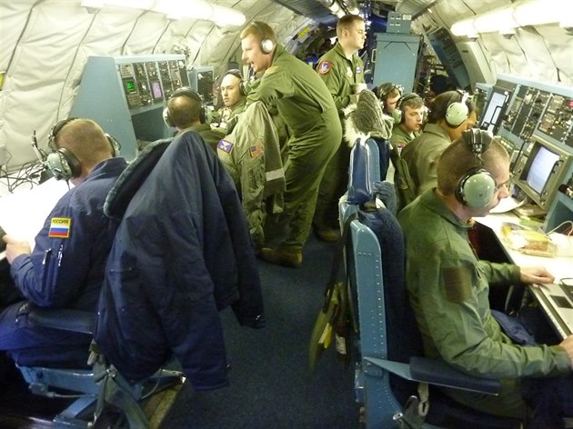 Útroby speciálního letounu OC-135B bhem pozorovacího letu nad Ruskem. Ilustraní foto.