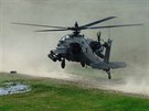 Americk bojov vrtulnk AH-64 Apache na cvien Ample Strike