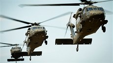 Americké vrtulníky Black Hawk na cviení hrotových sil NATO Nobel Jump na...