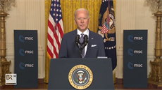 Americký prezident Joe Biden na Mnichovské bezpenostní konferenci 19.2.2021.