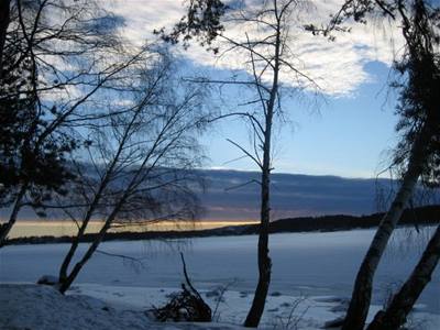 Norsko - zimn obloha nad fjordem 1