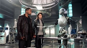 J, robot - Will Smith, Bridget Moynahanov