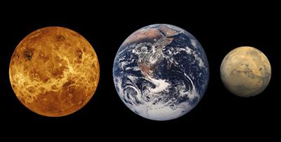 Porovnn velikosti Venue, Zem a Marsu