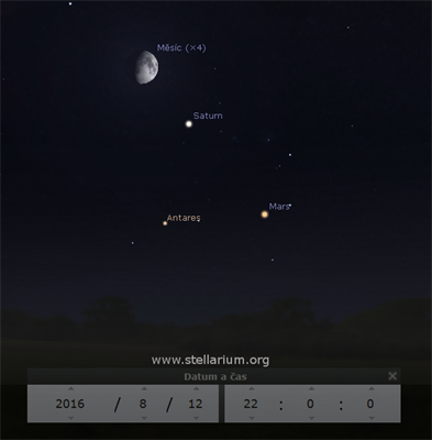 Msc, Mars, Saturn a Antares 12. 8. 2016