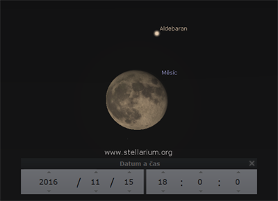 Msc a Aldebaran nzko nad obzorem 15. 11. 2016